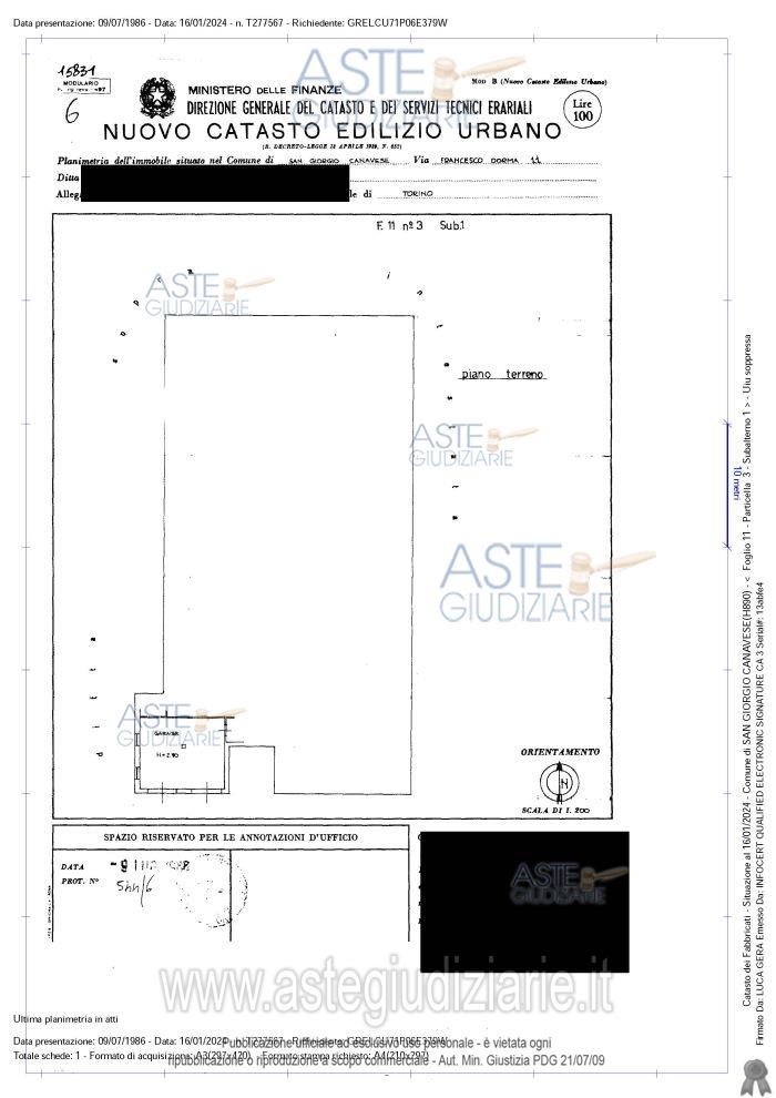 Planimetria del bene