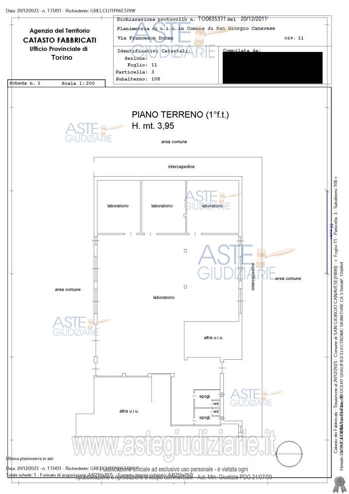 Planimetria del bene
