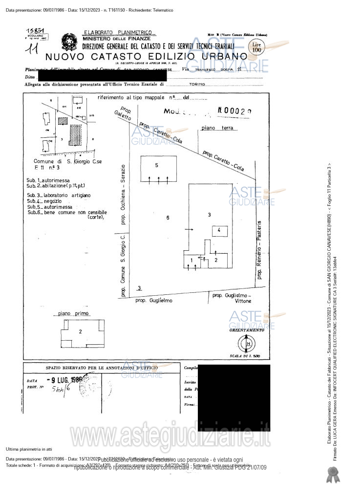 Planimetria del bene