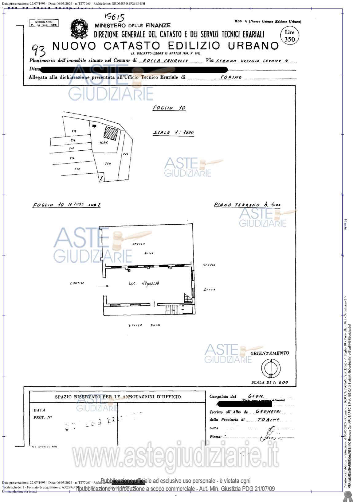 Planimetria del bene