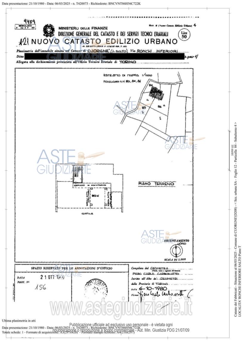 Planimetria del bene