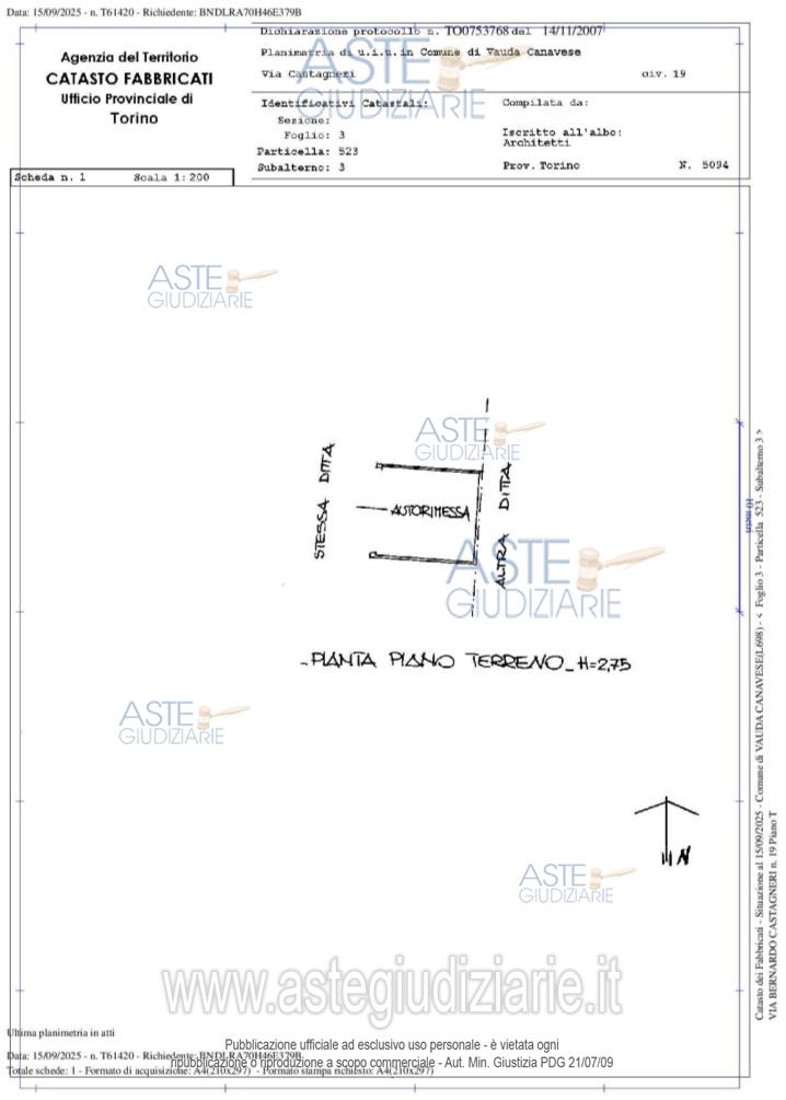 Planimetria del bene