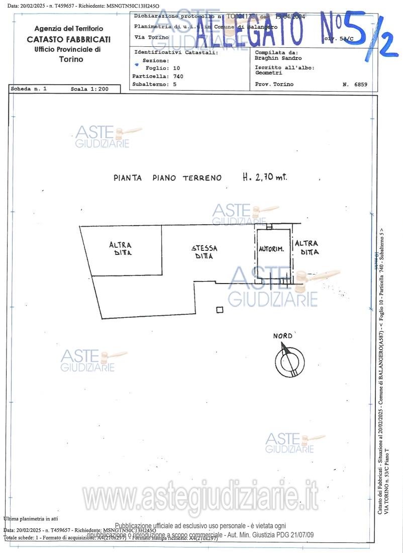 Planimetria del bene