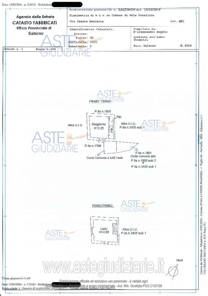 Planimetria del bene