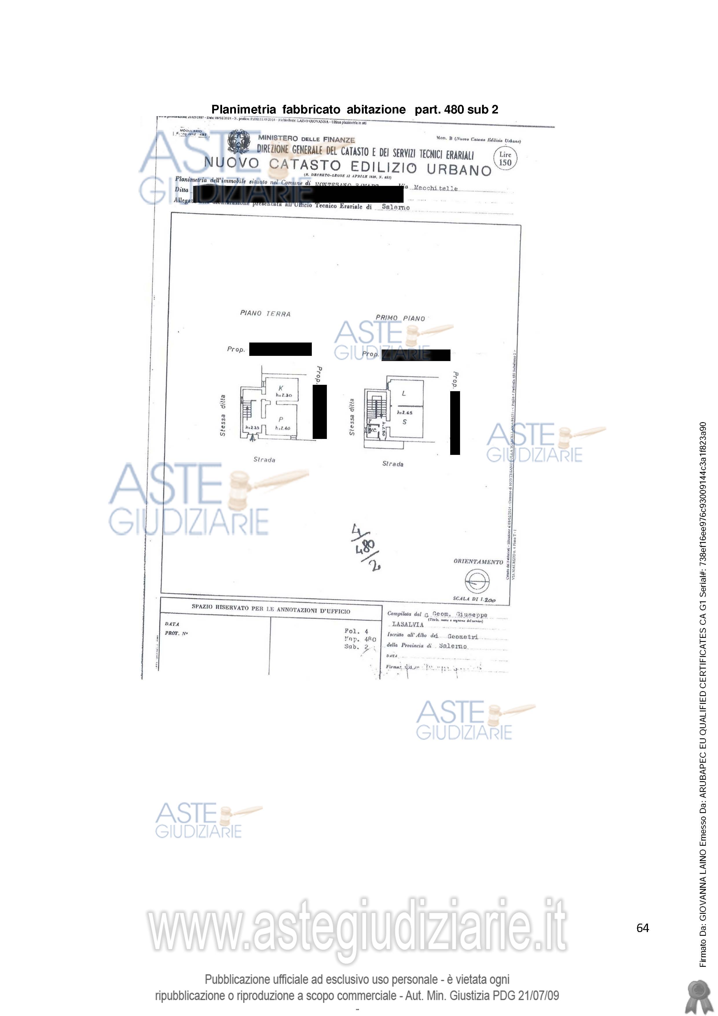 Planimetria del bene