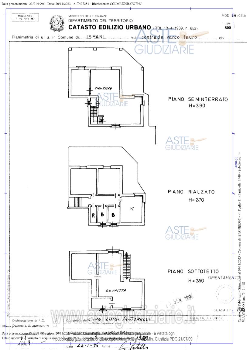 Planimetria del bene