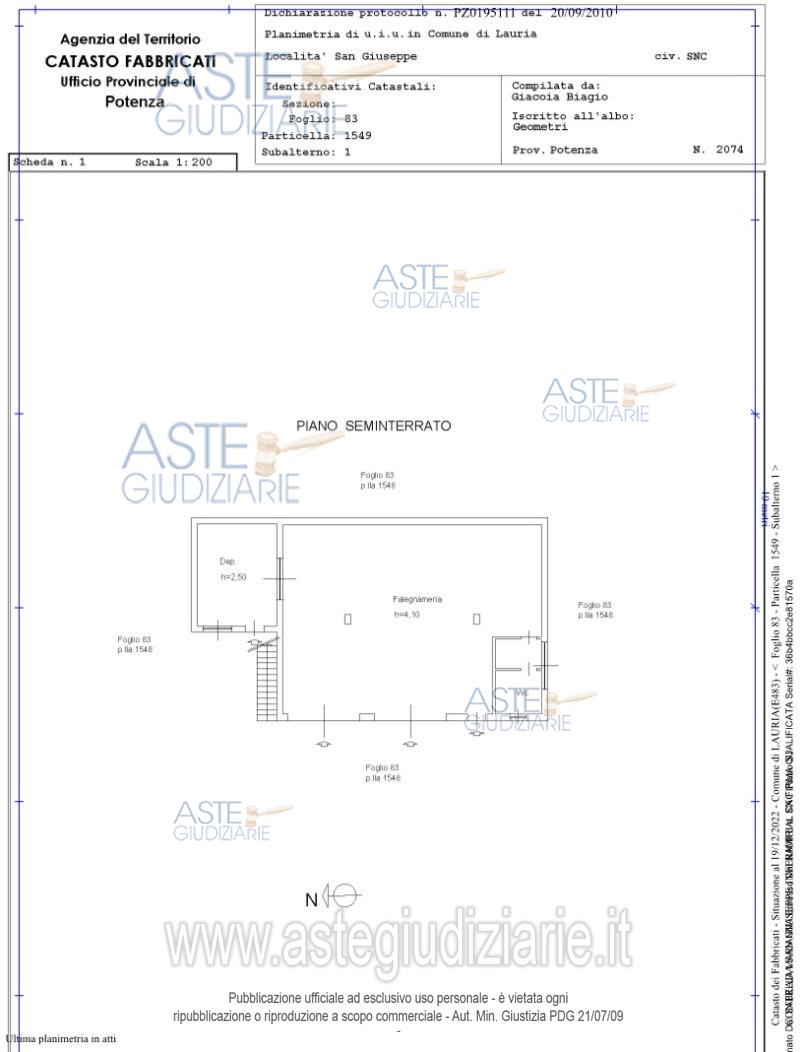 Planimetria del bene