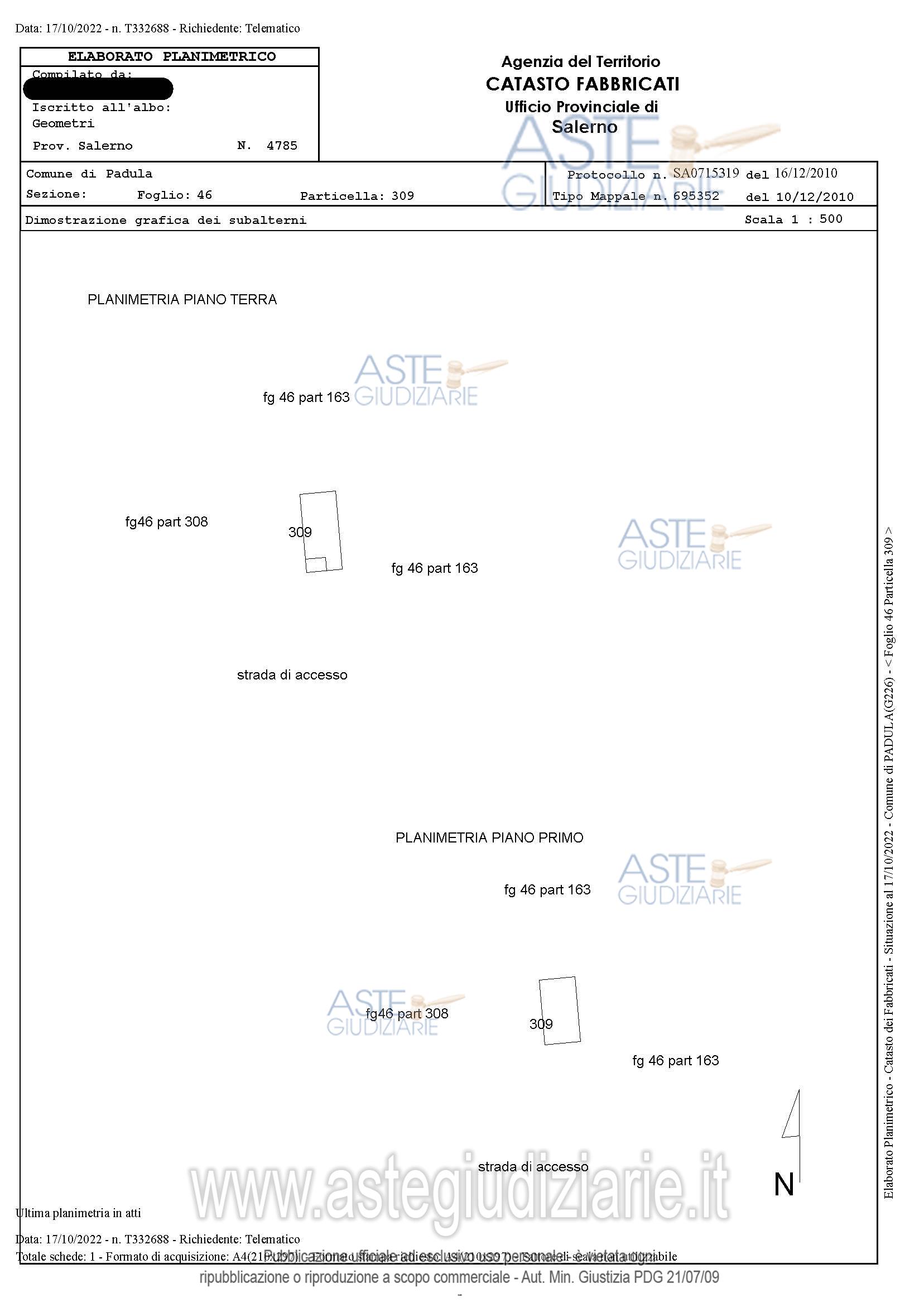 Planimetria del bene