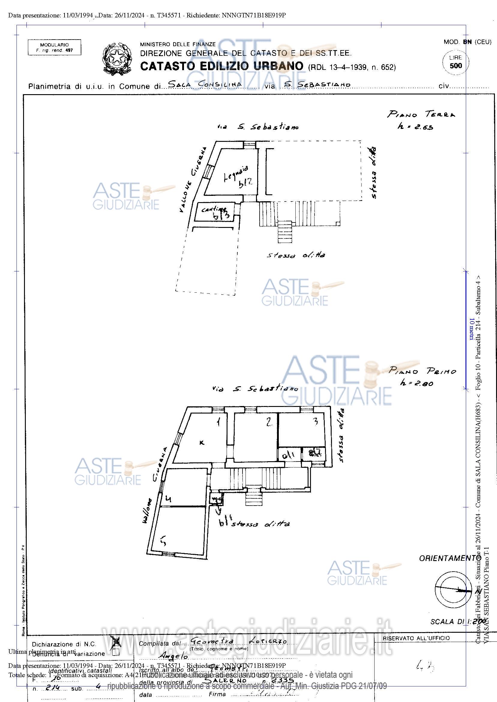 Planimetria del bene