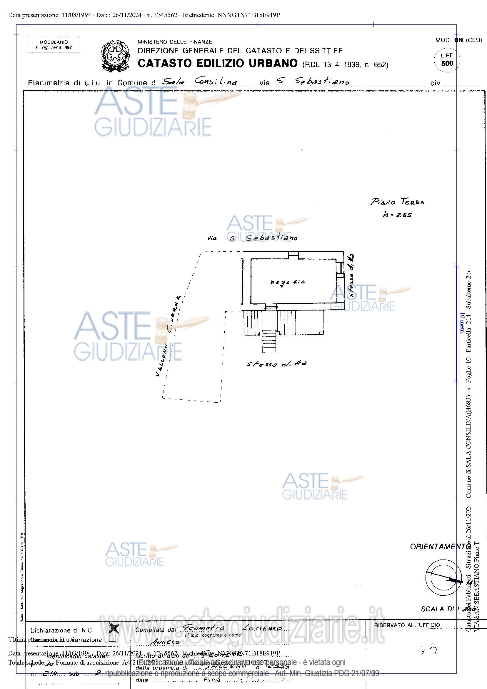 Planimetria del bene
