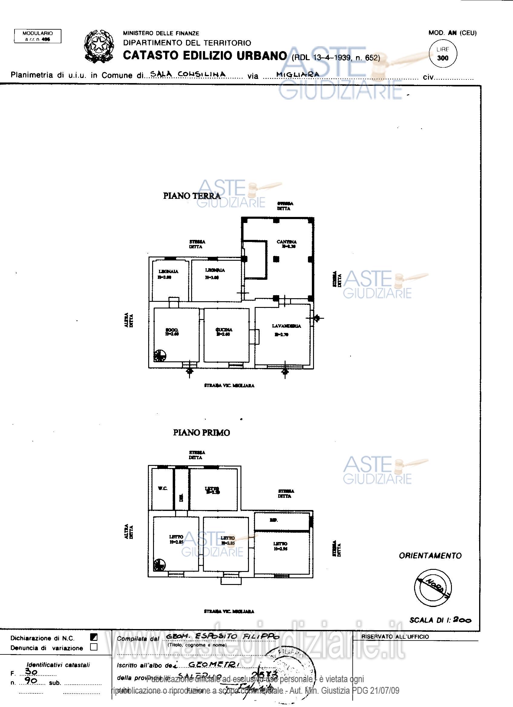 Planimetria del bene
