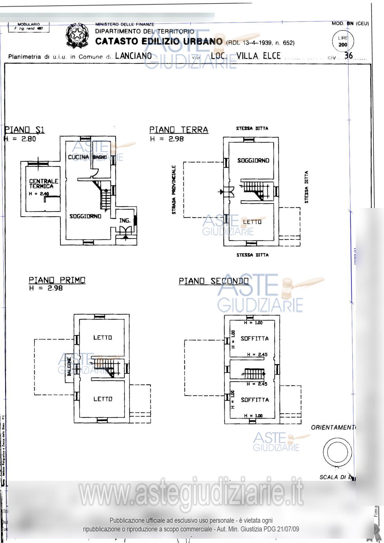 Planimetria del bene