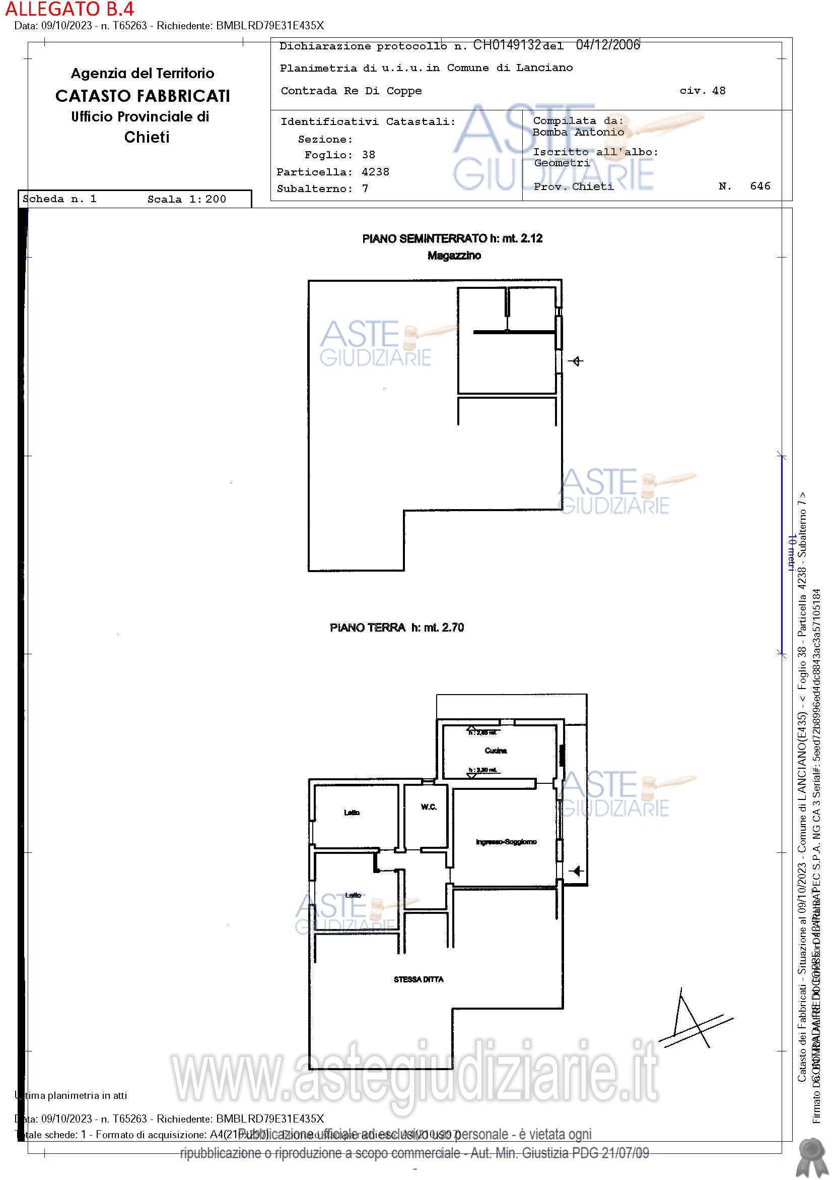 Planimetria del bene