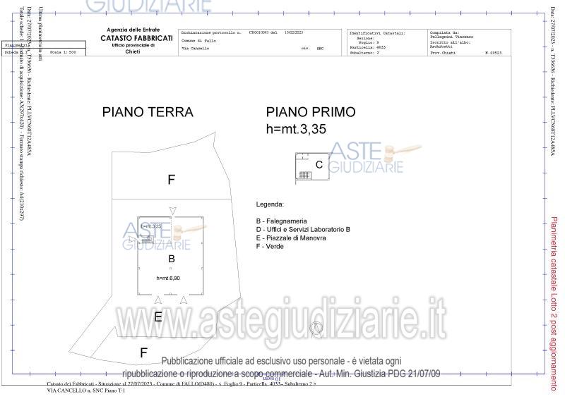 Planimetria del bene