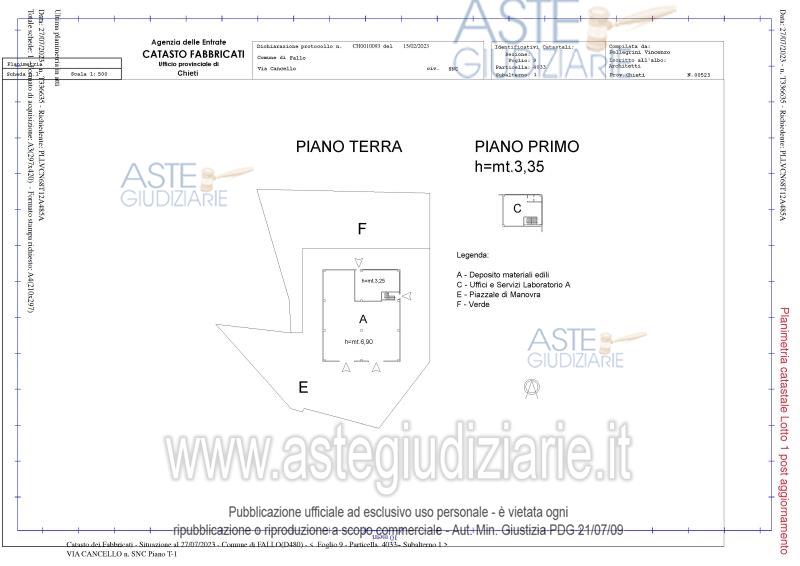 Planimetria del bene