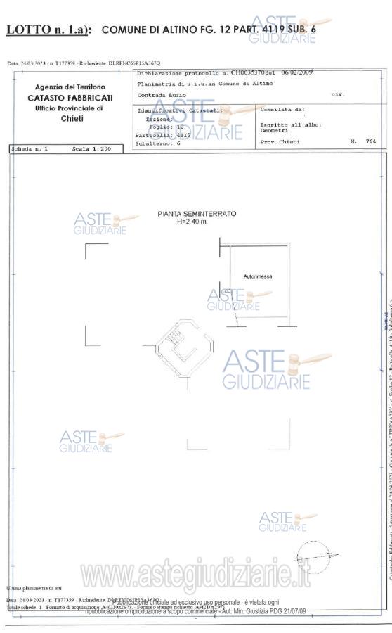 Planimetria del bene