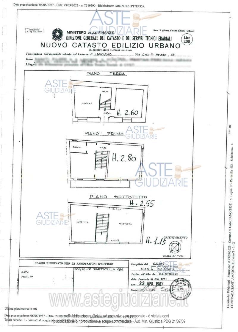 Planimetria del bene