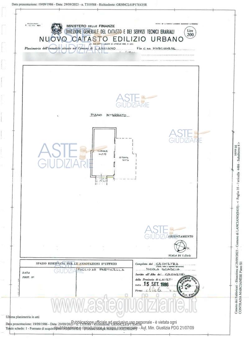 Planimetria del bene