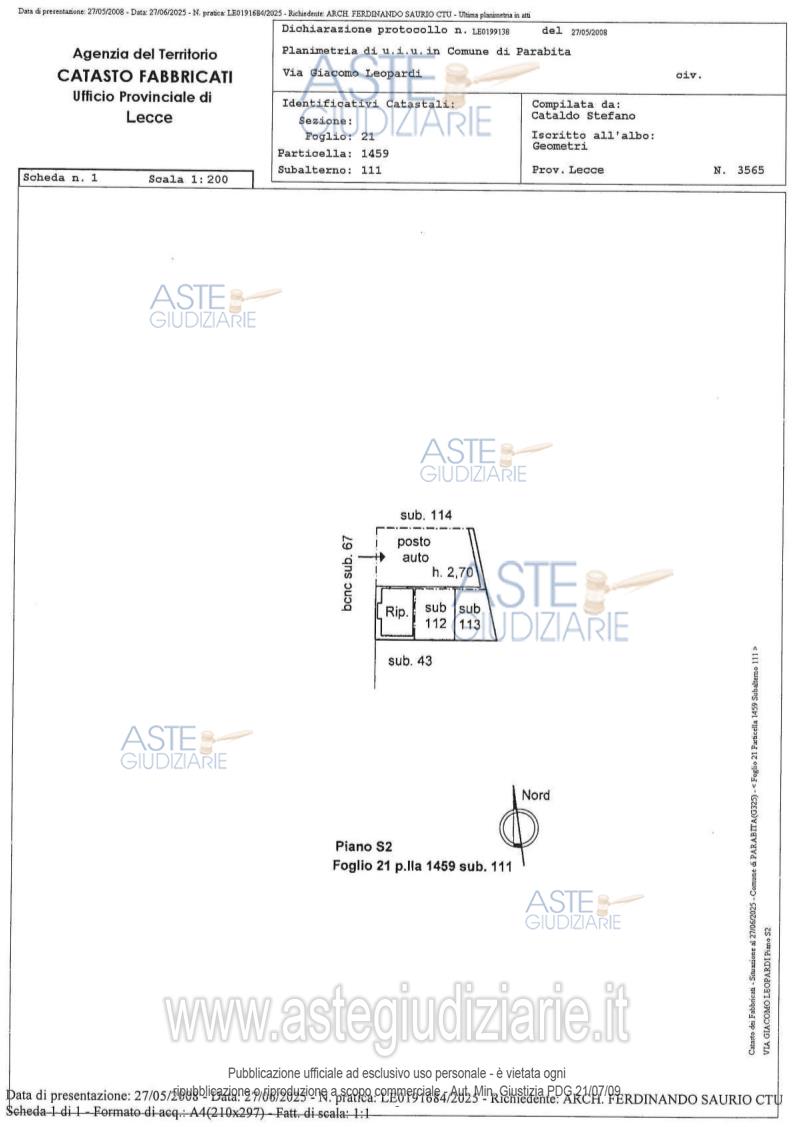 Planimetria del bene