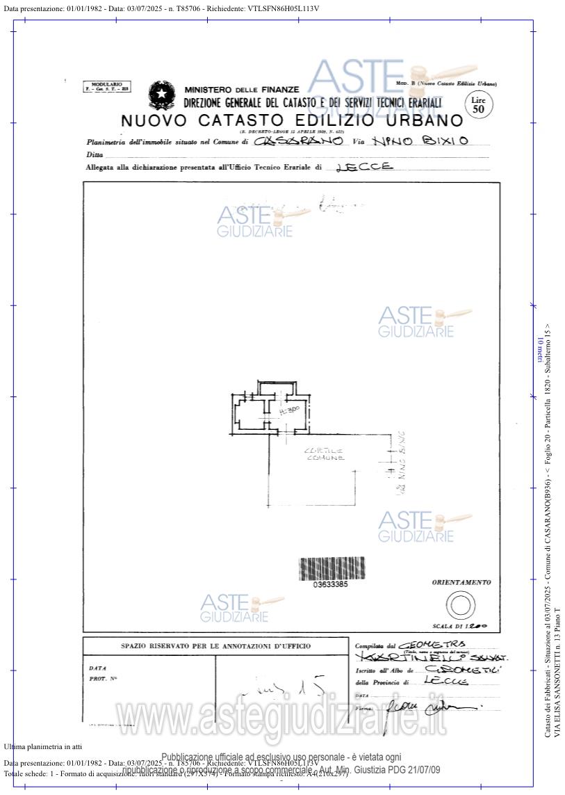 Planimetria del bene