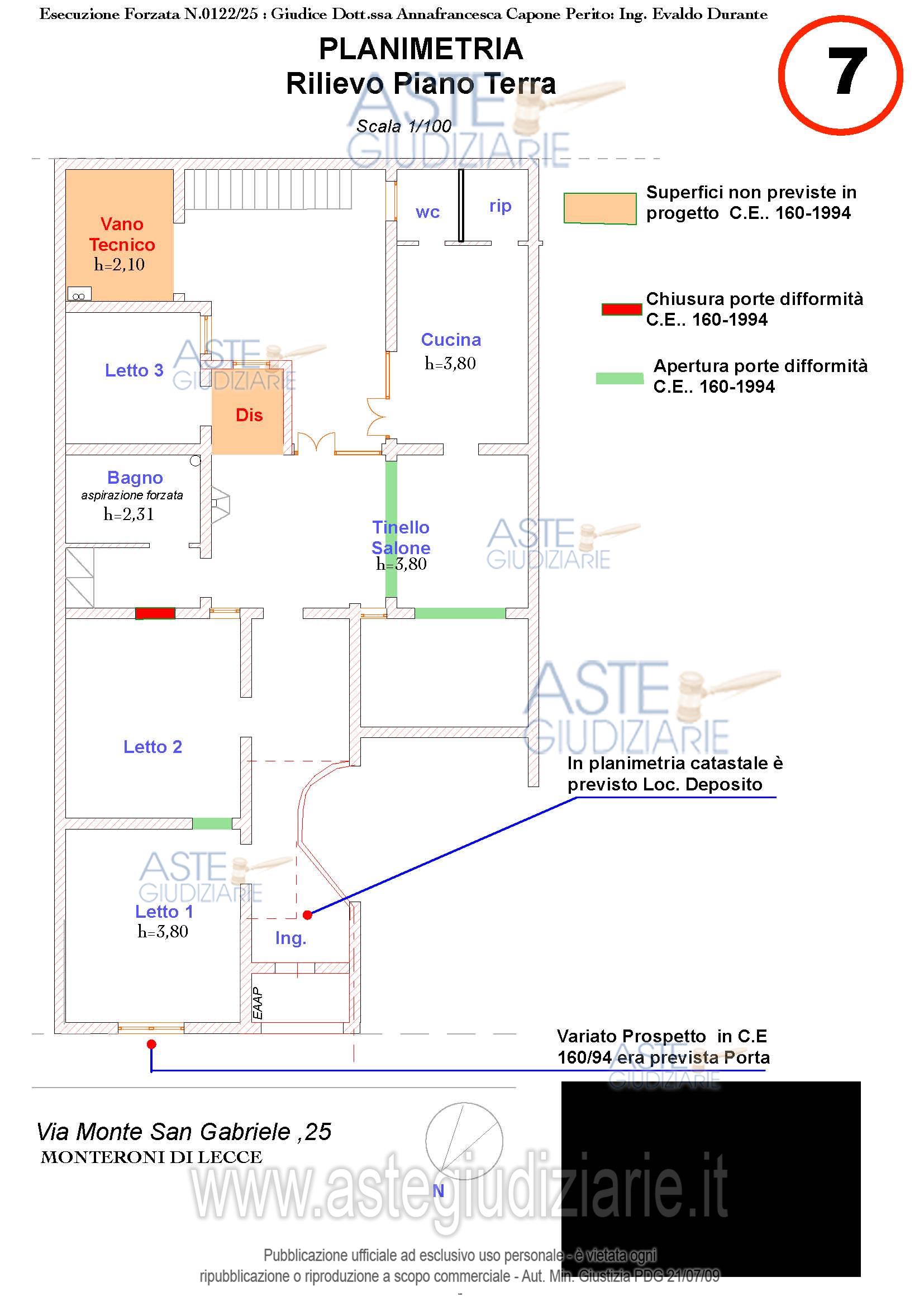 Planimetria del bene