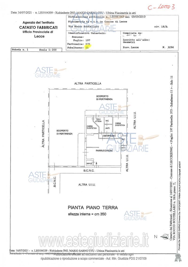 Planimetria del bene