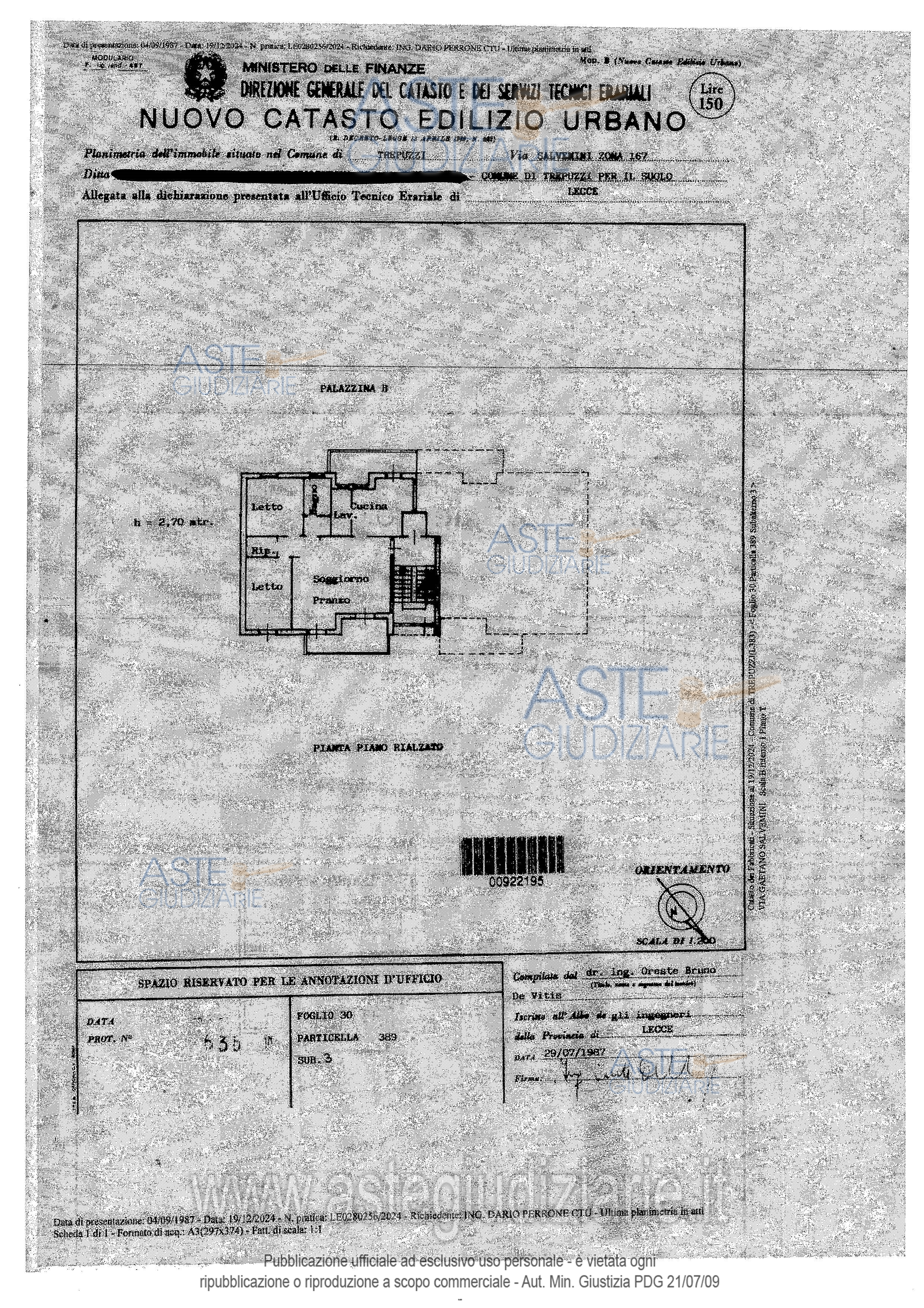 Planimetria del bene