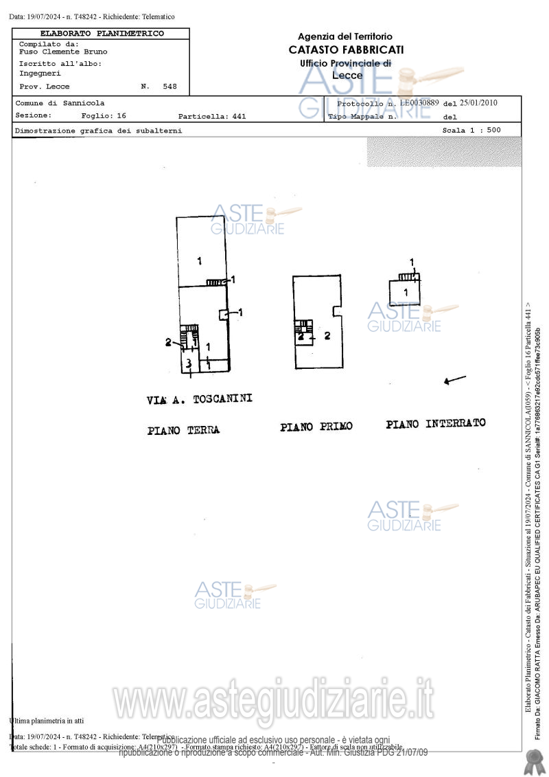 Planimetria del bene