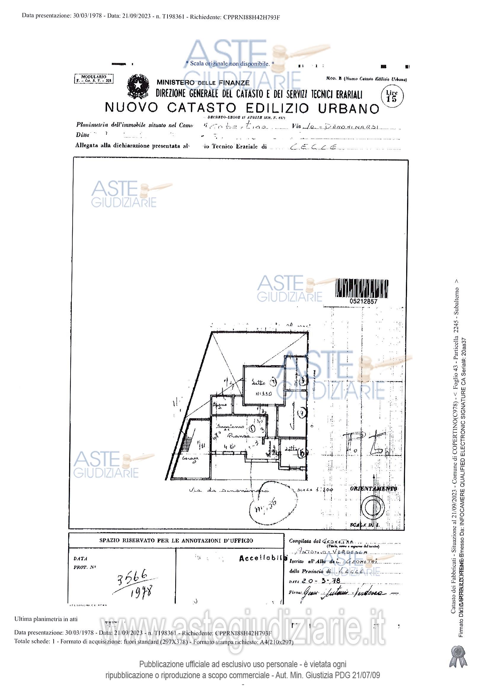 Planimetria del bene