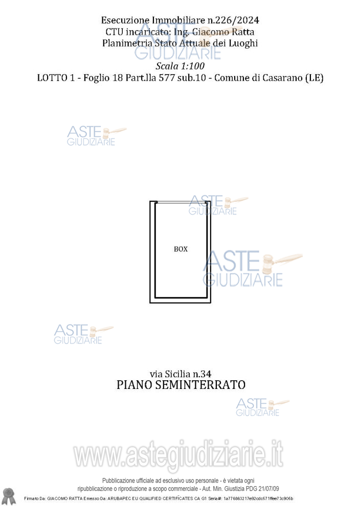 Planimetria del bene