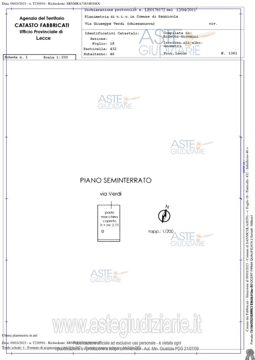 Planimetria del bene
