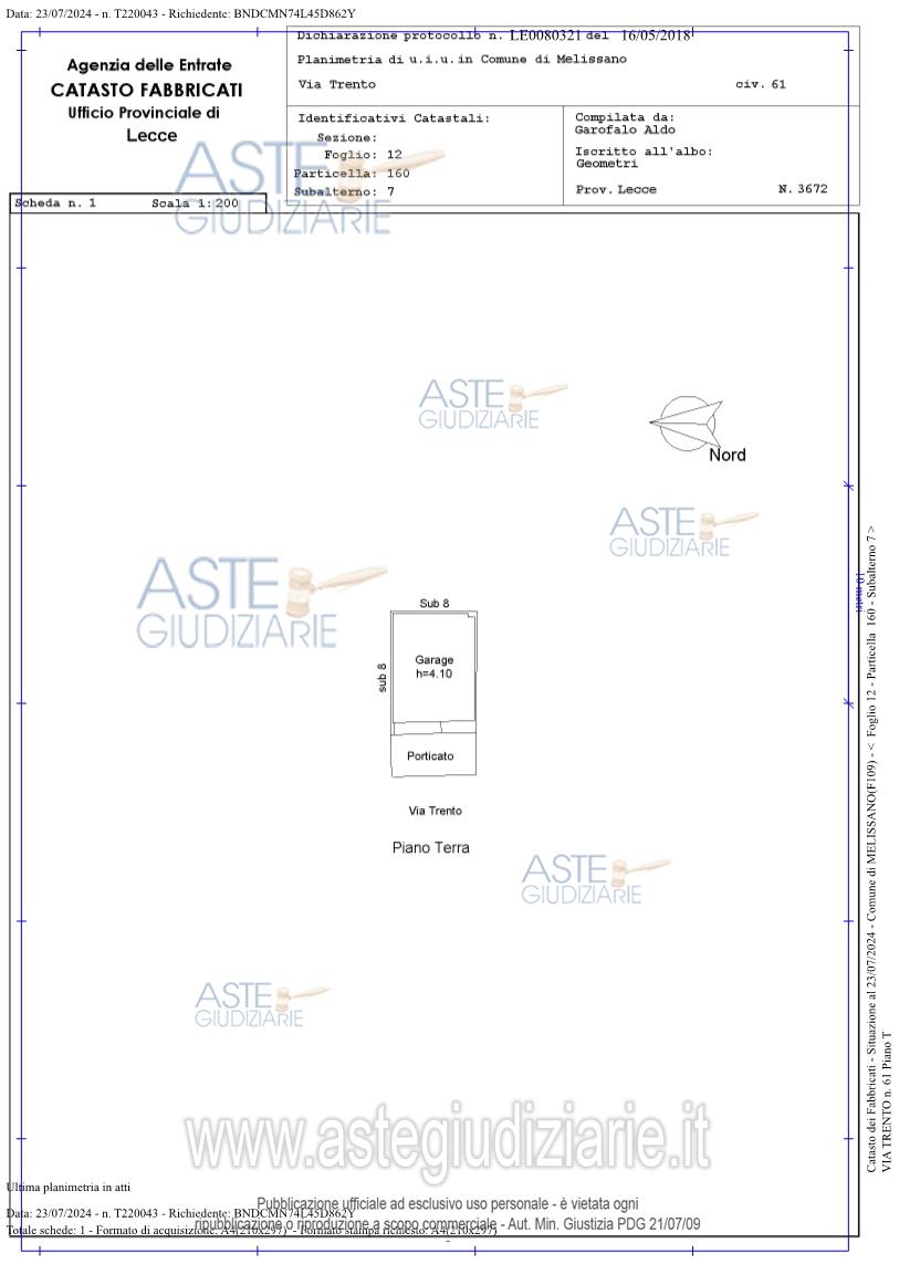 Planimetria del bene