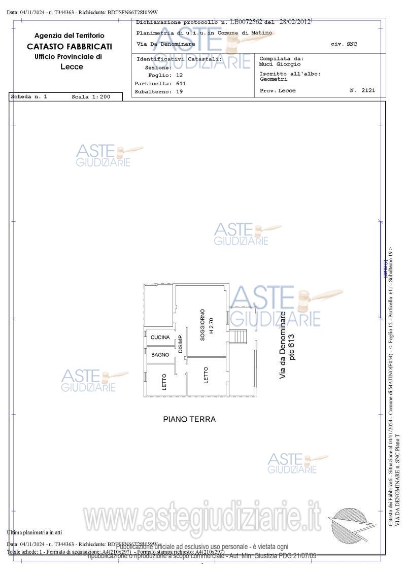 Planimetria del bene