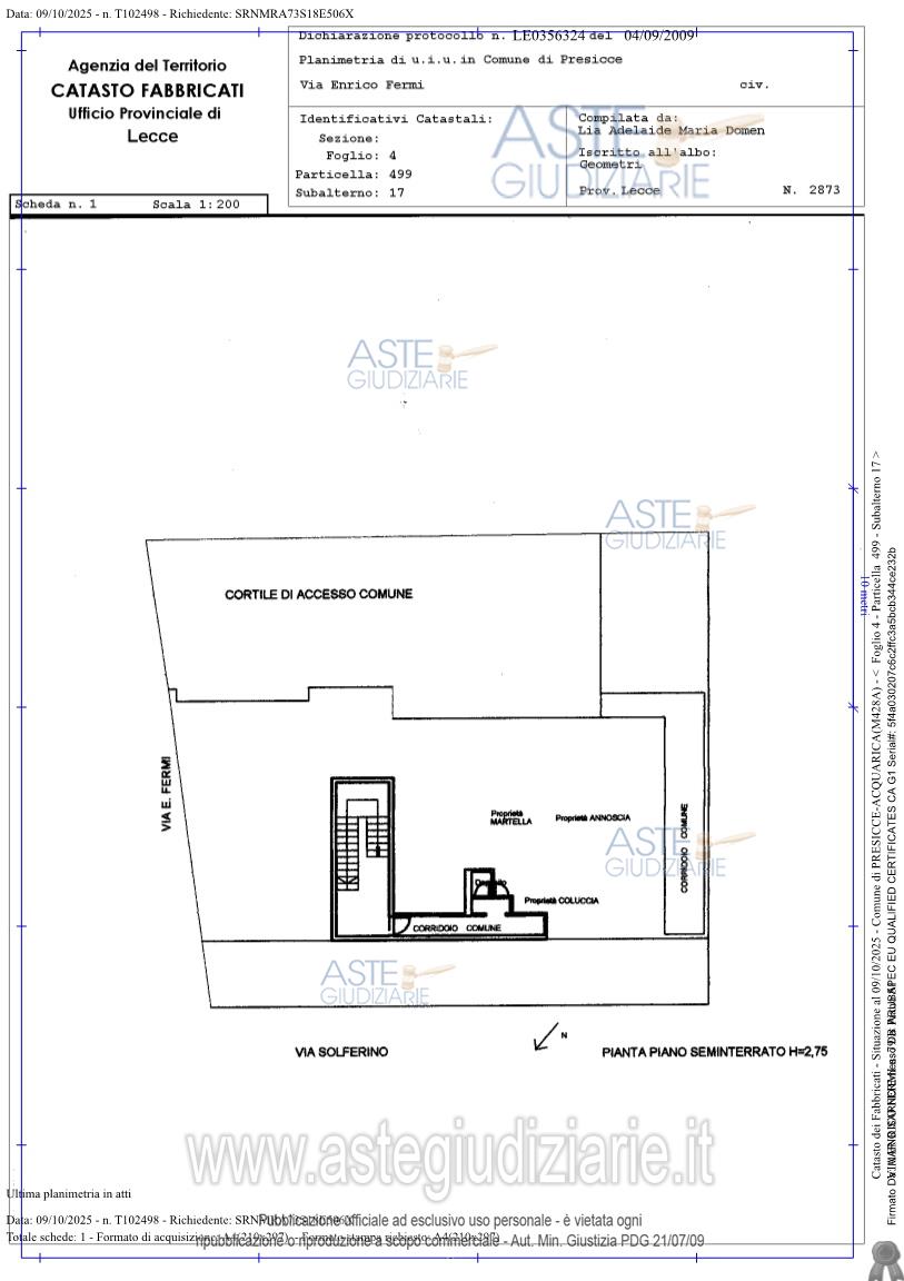 Planimetria del bene