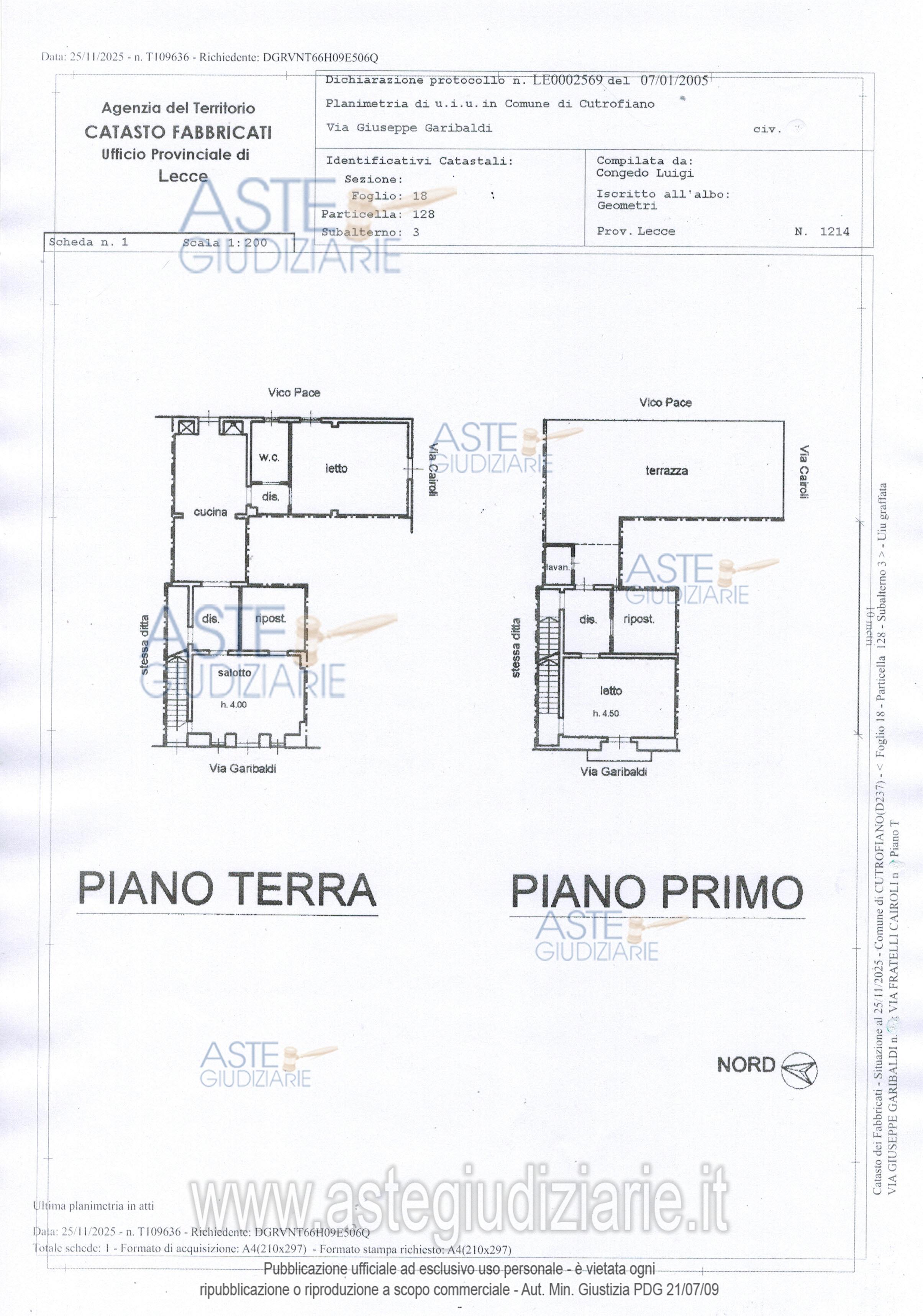Planimetria del bene