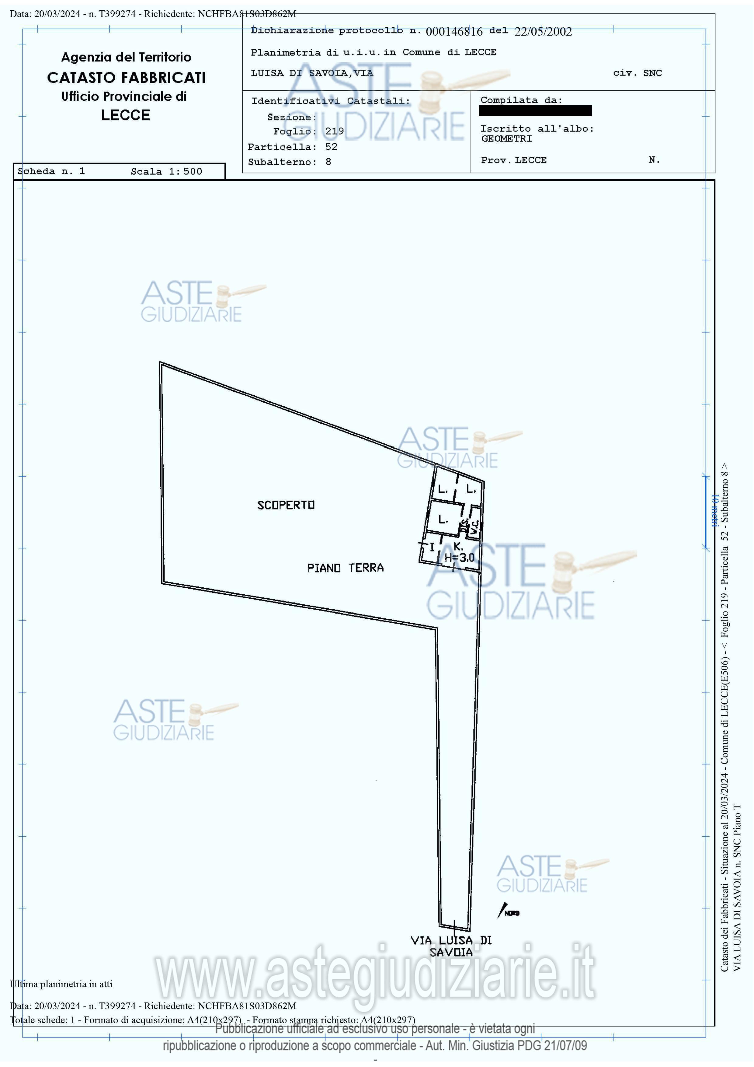 Planimetria del bene