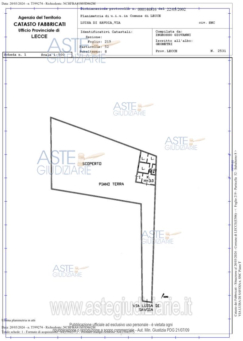 Planimetria del bene