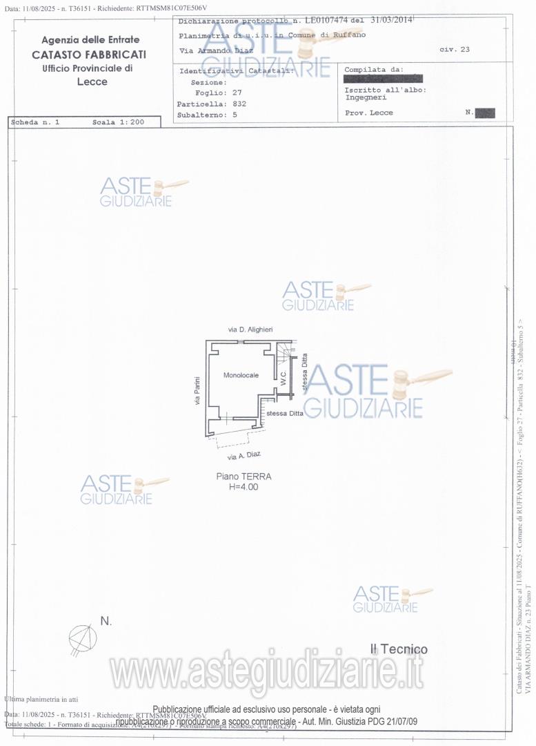 Planimetria del bene