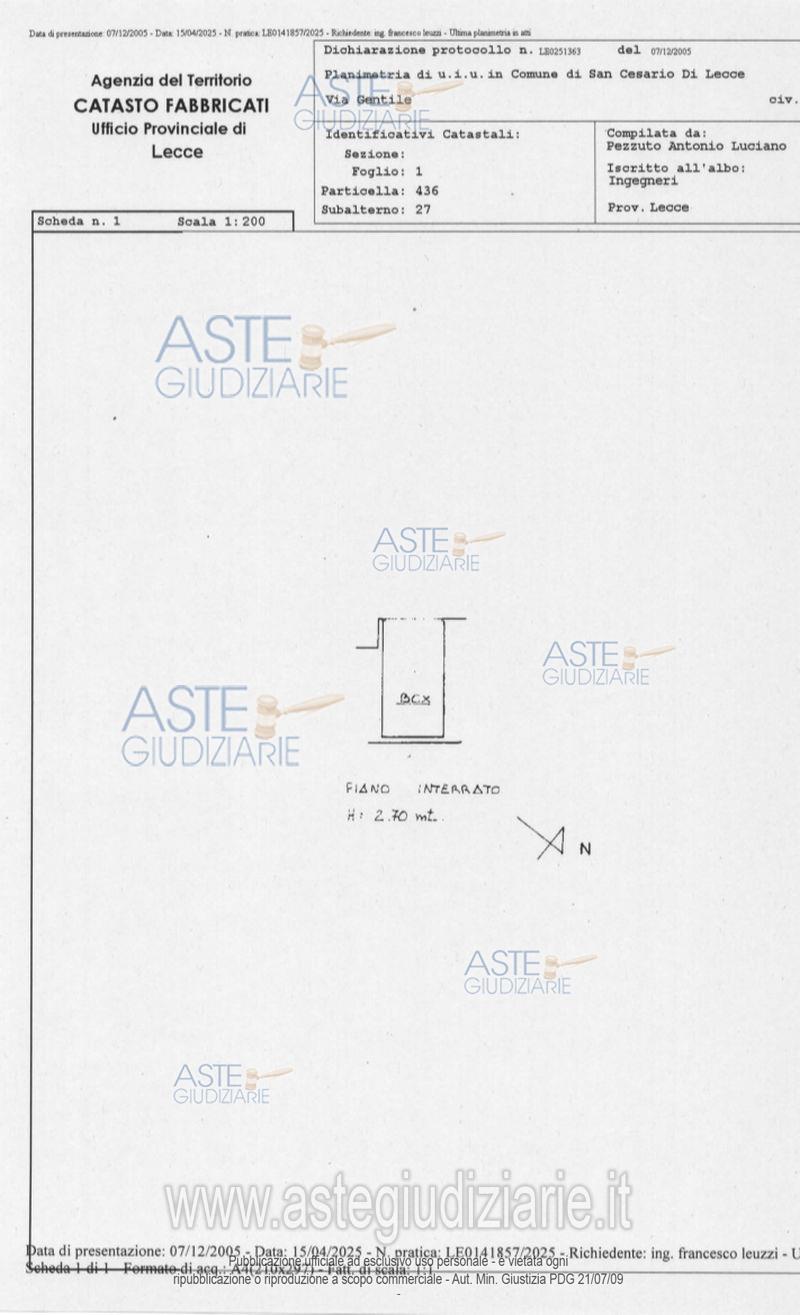 Planimetria del bene