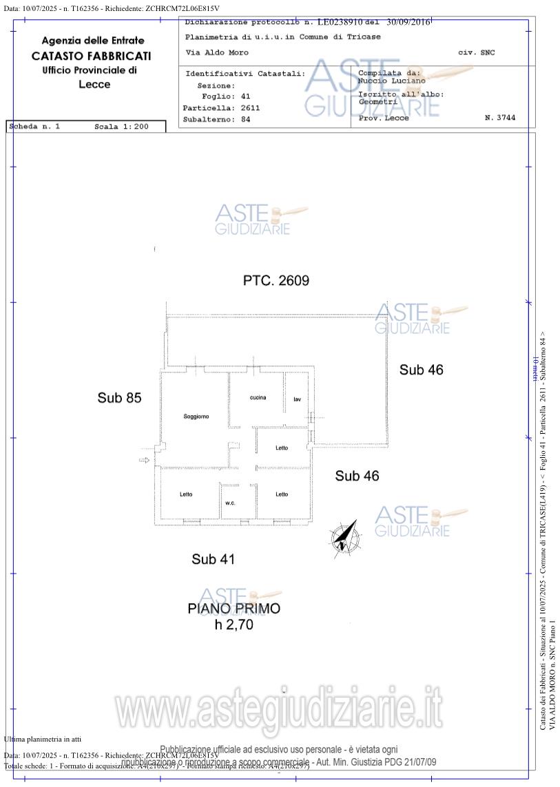 Planimetria del bene