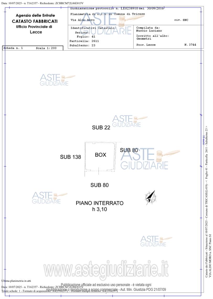 Planimetria del bene