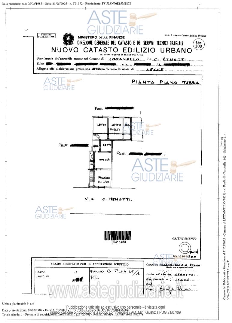 Planimetria del bene