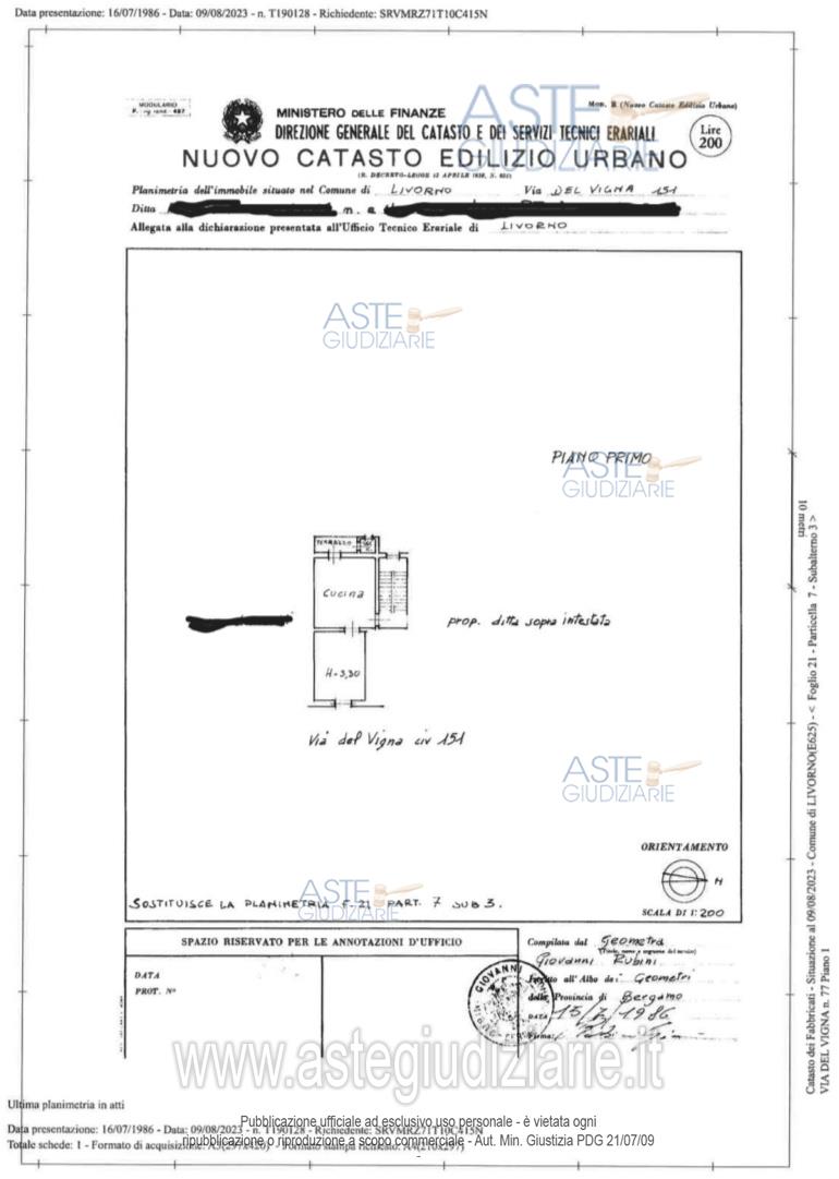 Planimetria del bene