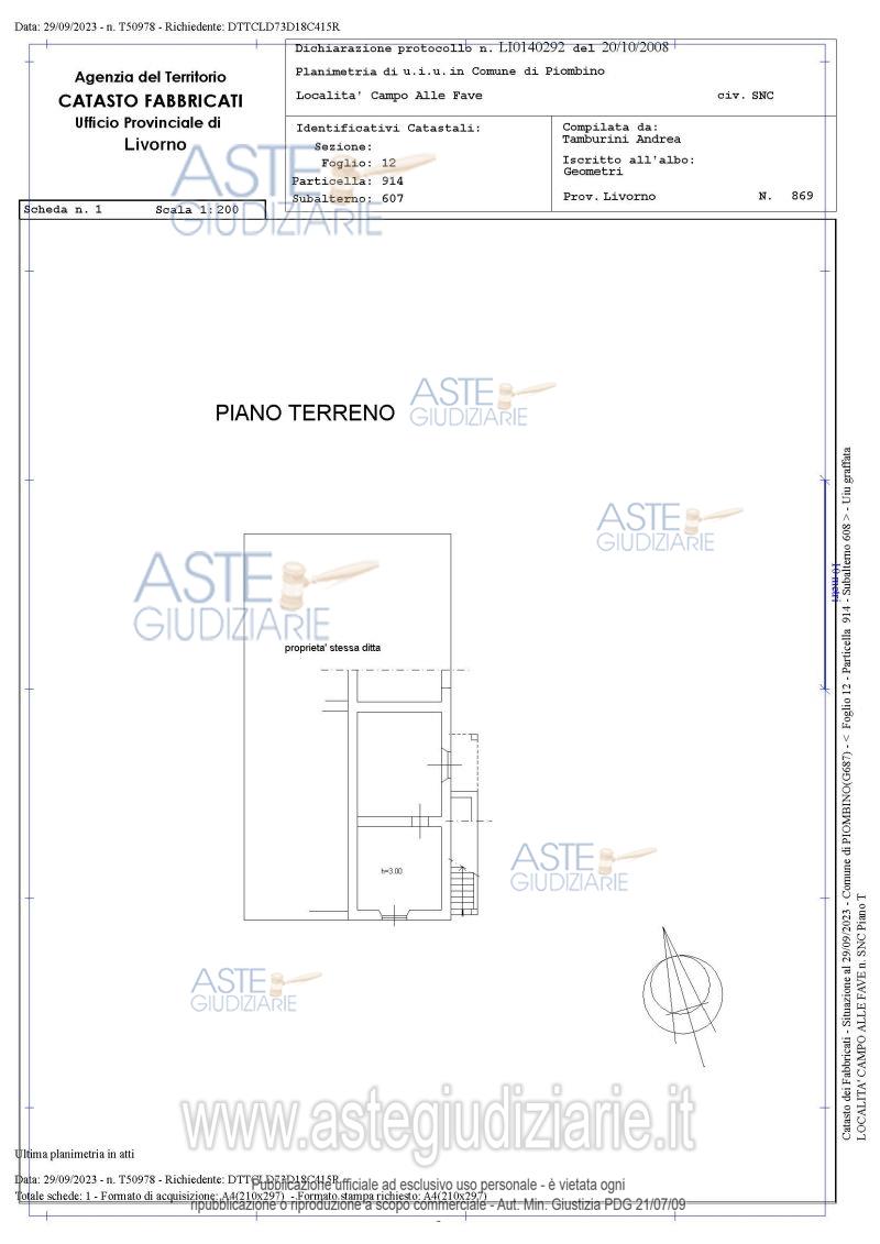 Planimetria del bene