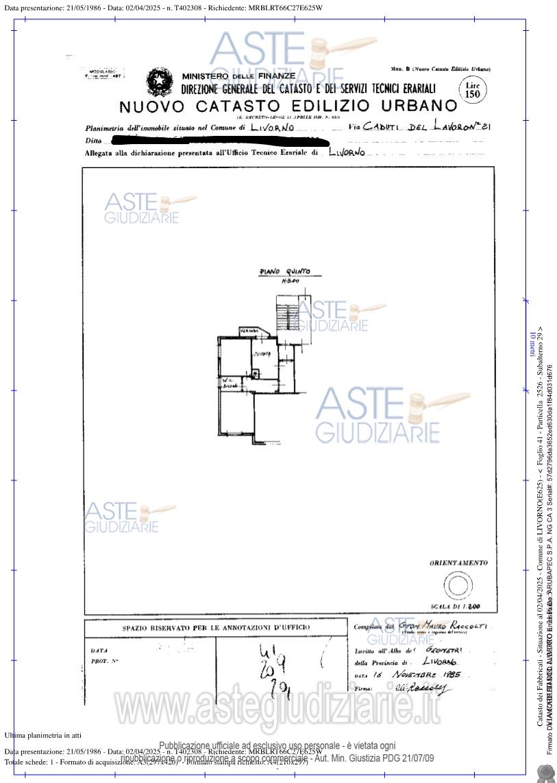 Planimetria del bene