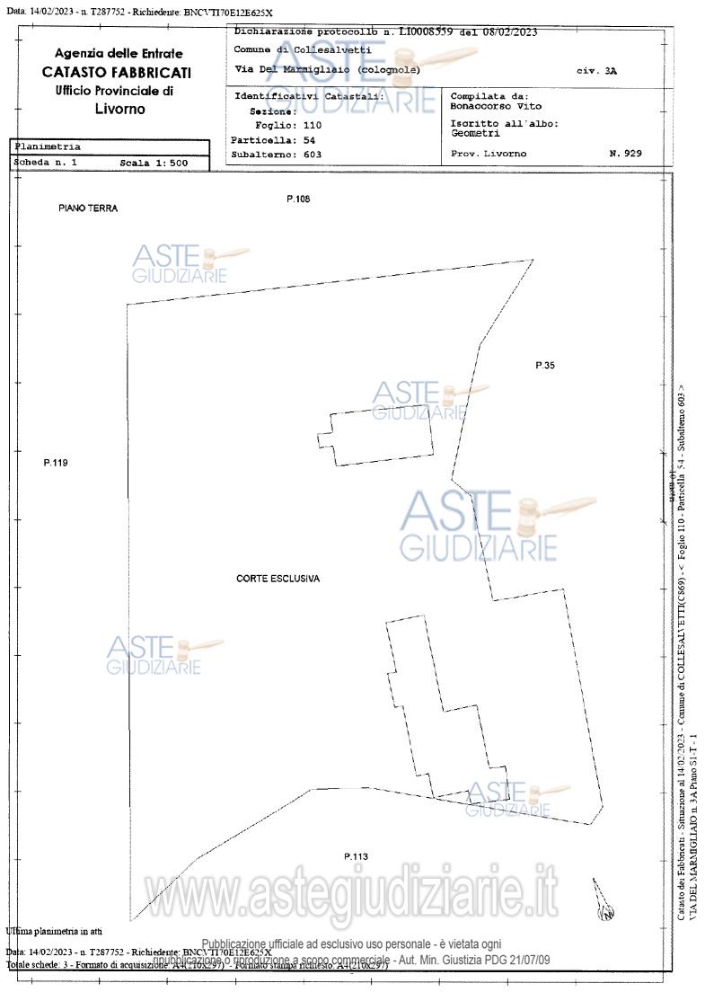 Planimetria del bene