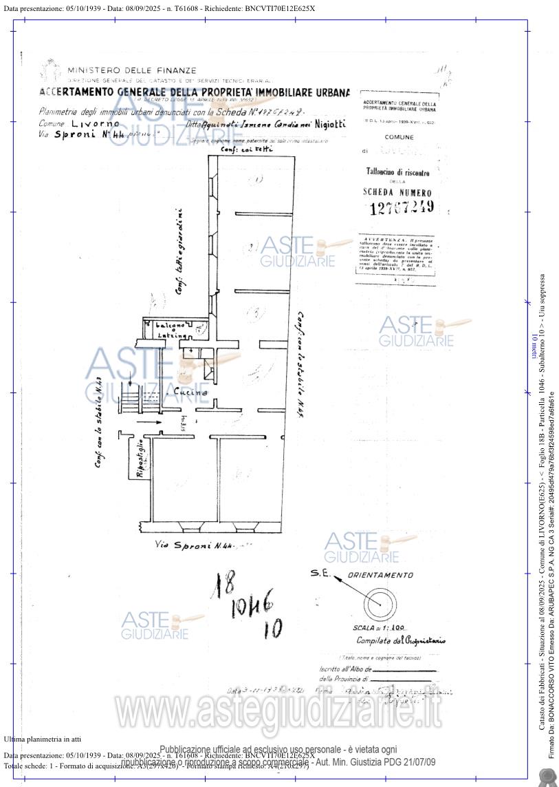Planimetria del bene