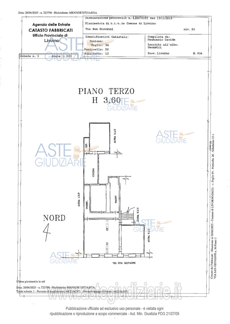 Planimetria del bene