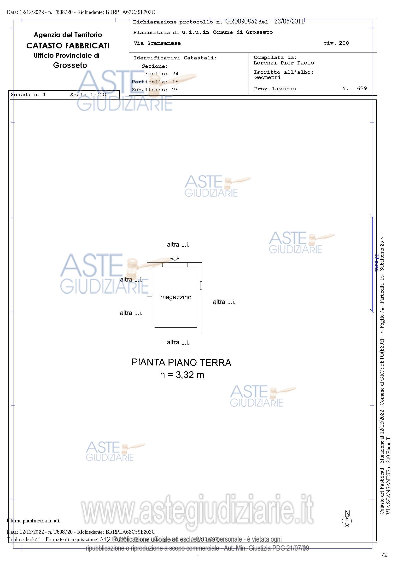Planimetria del bene