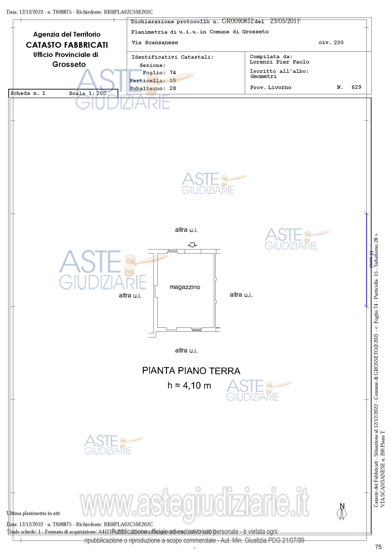 Planimetria del bene